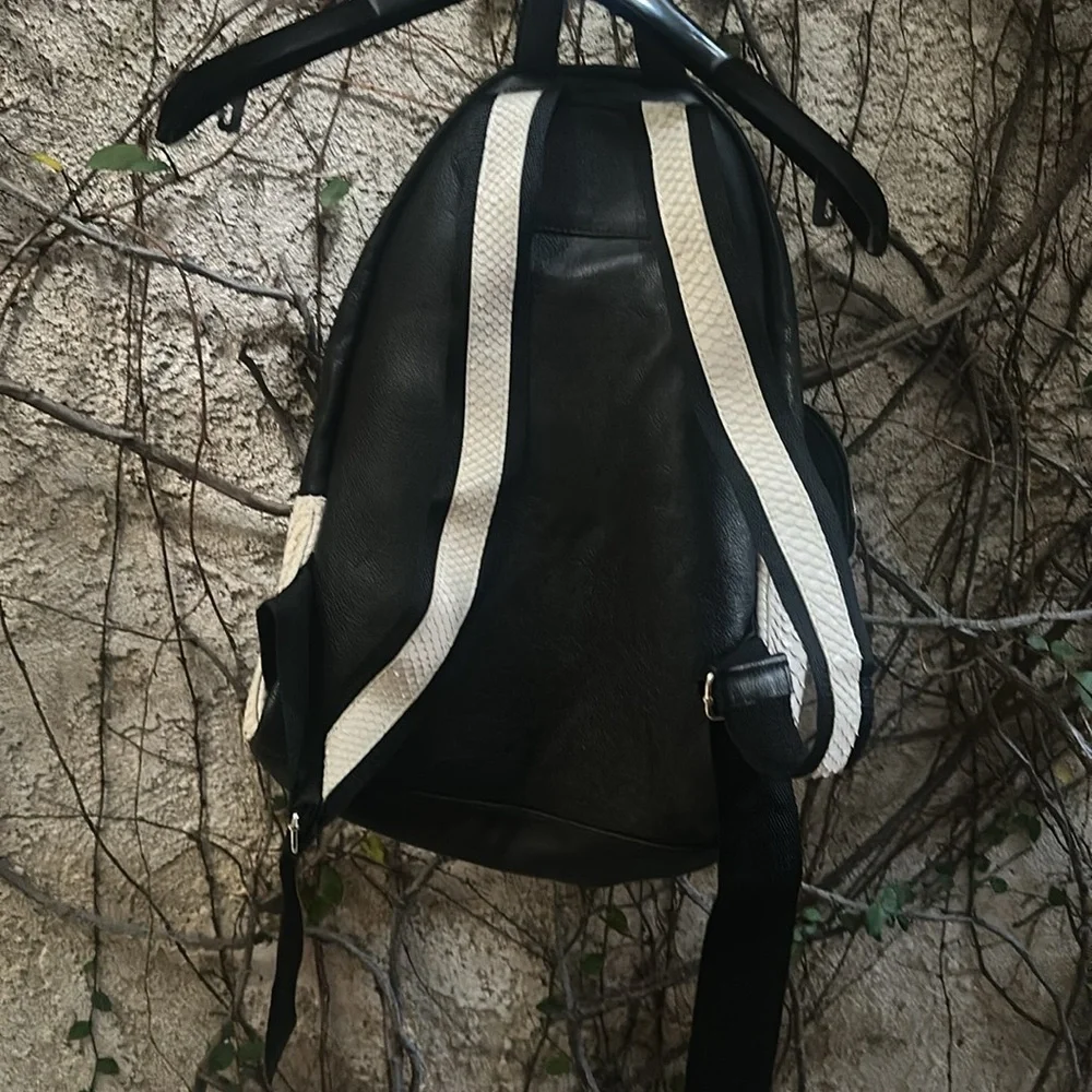 Elizabeth Weinstock White Snakeskin Backpack